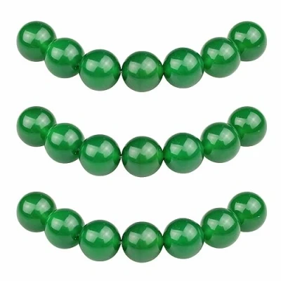 Image of MJDCB Natural Round Stone Beads 8mm Green Agate Loose Gemstone for Jewelry Making Bracelet Necklace 45pcs