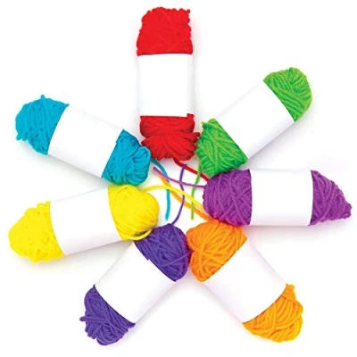 Image of Baker Ross AT705 Rainbow Colours Wool Value Pack of 7, Bright Coloured Knitting Yarn for Arts and Crafts Supplies Kids Introduction to Sewing