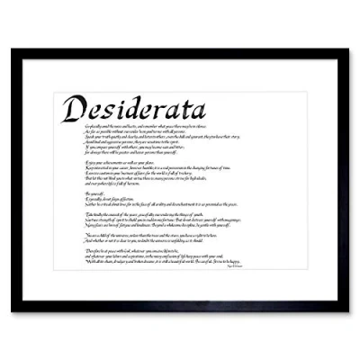 Image of Wee Blue Coo Desiderata Go Placidly Amid Noise Quote Ehrmann Picture Framed Wall Art Print