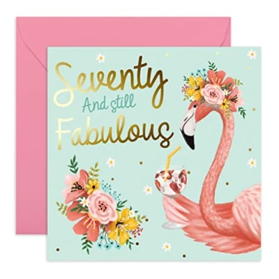 Image of Central 23 Cute 70th Birthday Card for Women &#039;Seventy And Still Fabulous&#039; Sweet Cards Her Cheeky Men Pretty Design Comes with Fun Stickers