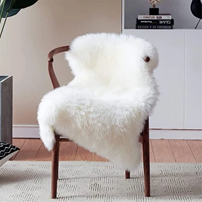 Image of HEQUN Faux Fur Rug, Fluffy Shaggy Rugs,Faux Sheepskin Rugs Floor Carpet for Bedrooms Living Room Kids Rooms Decor (White, 50 X 80 CM)