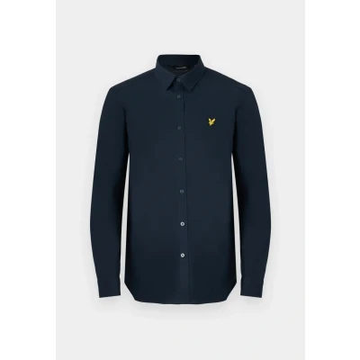 Image of Lyle &amp; Scott Mens Long Sleeve Poplin Shirt in Navy Cotton Size Medium