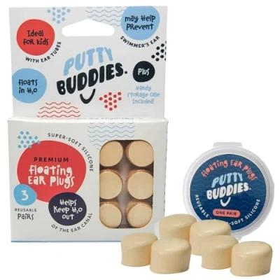 Image of Putty Buddies (Floating) Soft Silicone Earplugs Tan 3 Pair Pack