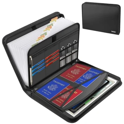 Image of Hontom Accordion File Organizer,13 Pockets Fireproof Expanding Folder with Multi Pockets,Portable Business Fire Safe Storage Document Organizer Zipper for Documents and