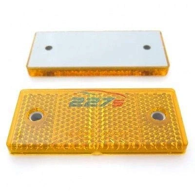 Image of 227s Rectangular Trailer Caravan Reflectors for Mounting with Screws Suitable Vehicles, Cycle Carriers, Gateposts E Approved Amber 69mm x 31.5mm Depth 6 mm 2 Pack