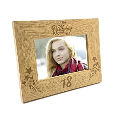 Image of ukgiftstoreonline Happy 18th Birthday Wooden Photo Frame Gift (5 x 7 Inch)