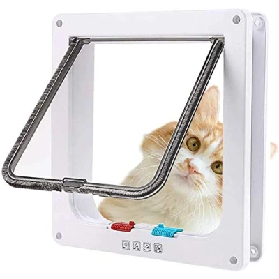 Image of Cat Flap 4 Way Magnetic Closure for Cats and Small Dogs Dog Door Pet (XL 24.5 * 28.5 5.5cm, White)