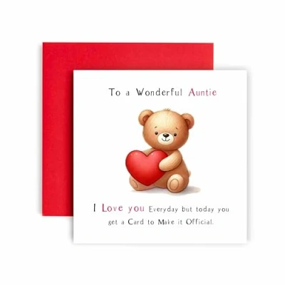 Image of Huxters Cute Birthday Card for Auntie Bear Heart I Love you Everyday to Prove it Her Women 14.8cm (Auntie)