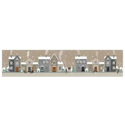 Image of Christmas Design Draught Excluder Festive Plush Fabric Door Insulation 90cm Street Scene