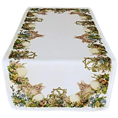 Image of Raebel Tablecloth, Table Topper, Easter Decoration, Spring, Bunny, Nostalgia, Polyester (Tablecloth, 40 x 90 cm)