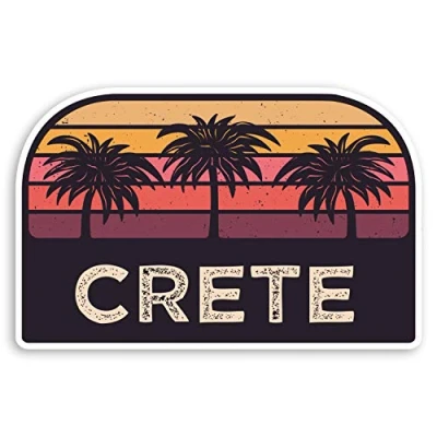 Image of 2 x 10cm Rustic Crete Vinyl Stickers Greece Greek Travel Luggage Sticker #31530 (10cm Wide)