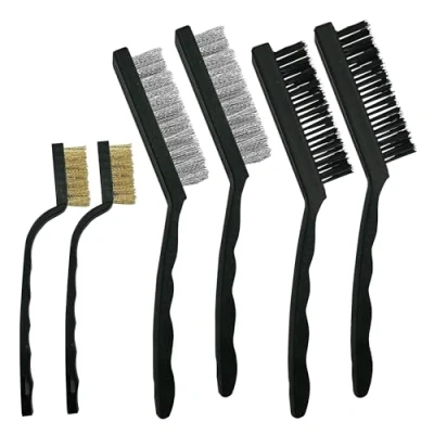 Image of Pack of 6 x Steel Nylon &amp; Copper Wire Durable Brush Cleaning Paint Metal Rust Remover Brushes