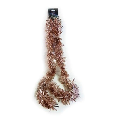 Image of Homestreet Thick Quality Rose Gold Christmas Tinsel 6.5 Foot Long, 11cm Chunky 2 metre Deluxe Xmas Decorations