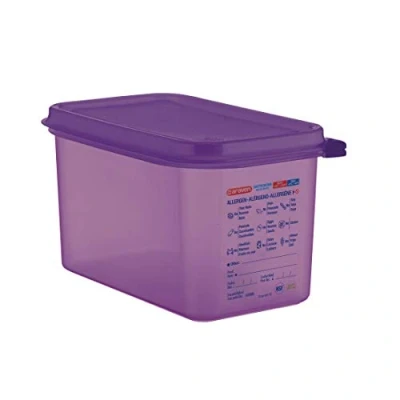 Image of Araven Allergen Polypropylene Plastic 1/4 Gastronorm Sized Food Storage Container with Airtight Lid Included Purple Capacity: 4.3 Litre CM787