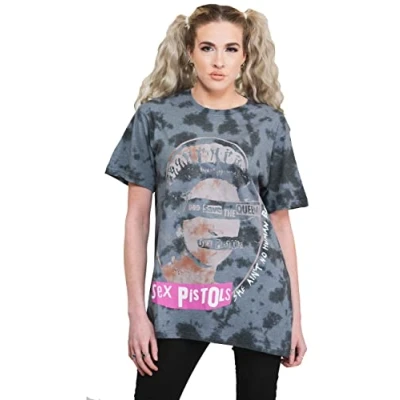 Image of Sex Pistols T Shirt God Save The Queen Band Logo Official Unisex Dip Dye Black XL
