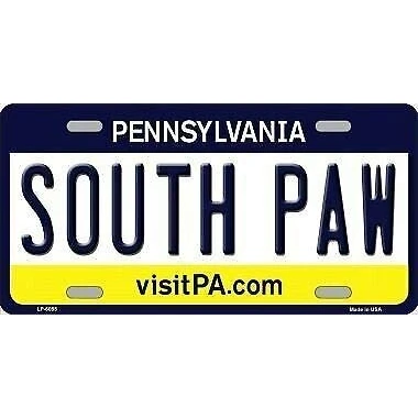 Image of South Paw Pennsylvania State Background Novelty Metal License plate sign 6x12 inches