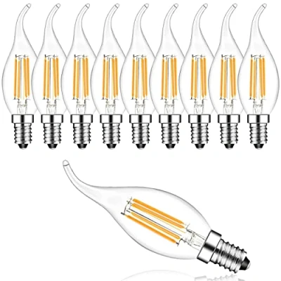 Image of Suncan E14 LED Candle Dimmable Light Bulb, 4W 360Lumen Replaces 30 Watt, Warm White 2700 Kelvin, AC 220V,Energy Class F,Pack of 10