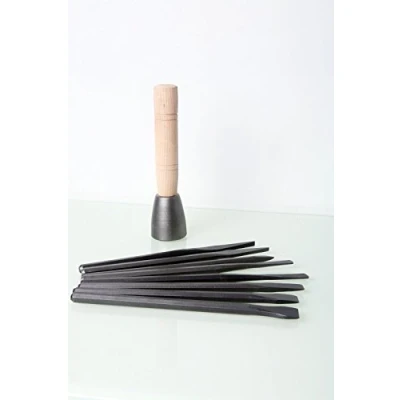 Image of 8 Piece Stone Carving Point, Flat &amp; Bullnose Chisel Set with 600g Dummy Hammer