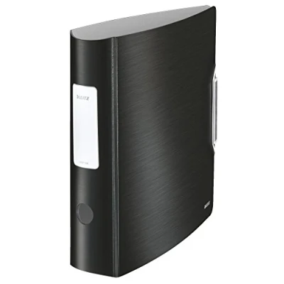 Image of Leitz 11080094 multifunction folder (A4, round back (8, 2 cm wide) elastic band closure, plastic, Active Style) satin black