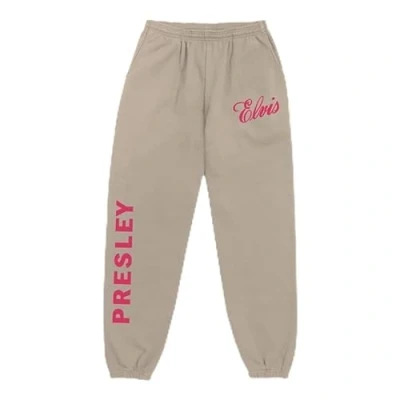 Image of ELVIS PRESLEY Unisex&#039;s Official Merch Red/Tan Logo Sweatpants, Sand, XL
