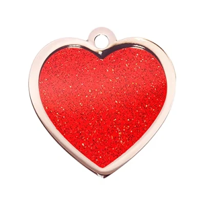 Image of BWM Fashion Personalized Pet ID Tags Dog Tag for Pets Laser Engraved &amp; Personalised Dogs Cats Durable, Strong Deeply Large Heart, Red