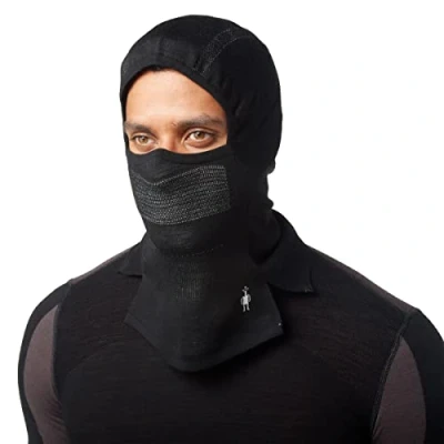 Image of Smartwool Intraknit Thermal Merino Balaclava, Black White, One Size