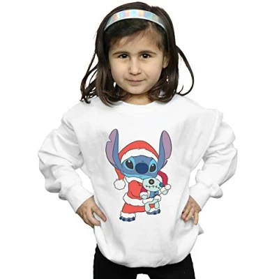 Image of Disney Girls Lilo and Stitch Christmas Sweatshirt White 12 13 Years