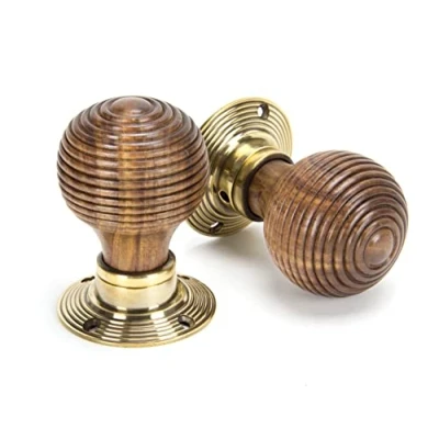 Image of From the Anvil Rosewood &amp; Aged Brass Beehive Mortice/Rim Knob Set