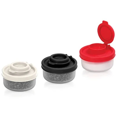 Image of Salt and Pepper Pots Shakers in a Range of Sizes Non Toxic Set for Home, Camping, Picnics, Lunch Boxes Transparent (Small, 3 Pack)