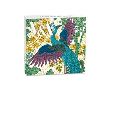 Image of Museums and Galleries V&amp;A Square Mini Notecard Wallet (346748 ERJ) Fig Peacock Blank Notes with Envelopes