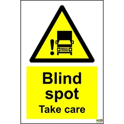 Image of Blind Spot Take Care Safety Sign Self Adhesive Vinyl 200mm x 150mm