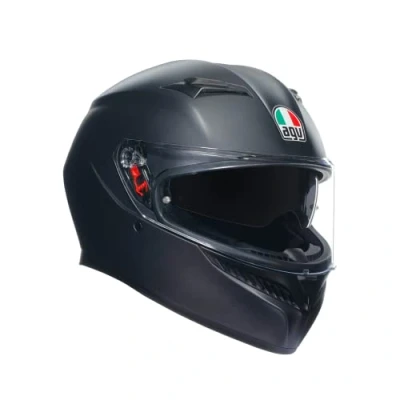 Image of AGV Helmet K3 E2206 MPLK, Men Motorbike Helmet, Full Face ECE with Sweat Absorption, Spoiler, Air Vents and Scratch Resistant UV Visor, Intercom Ready, Black