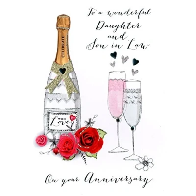 Image of Daughter &amp; Son In Law Anniversary Greeting Card Joie De Vivre Range Cards
