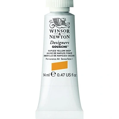 Image of Winsor &amp; Newton 14ml Designers Gouache Tube Naples Yellow Deep