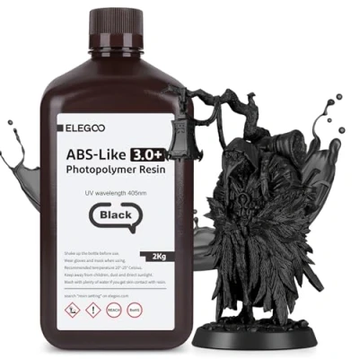 Image of ELEGOO Upgraded ABS Like Resin 3.0 PLUS, UV 3D Printer with Higher Precision and lower Shrinkage, Enhanced Strength Toughness Photopolymer + for LCD Black 2000g