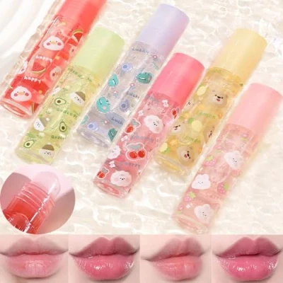 Image of 6pcs Fruit Flavored Lip Gloss Set, Roll on Set Kids Cute Oil for Girls, Glossy and Shiny Non Toxic, Kid Friendly