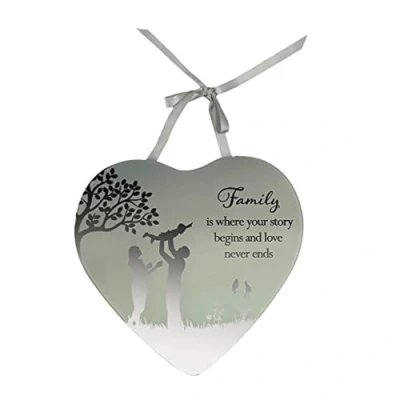 Image of Family is where your story begins and love never ends Reflections from the Heart Mirrored Hanging Plaque