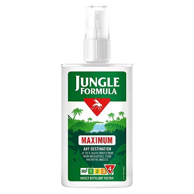 Image of Jungle Formula Maximum Insect Repellent 90ml Strength Spray for Mosquitoes, Biting Insects and Ticks Up to 12 hours Protection Any Destination incl Tropics with DEET