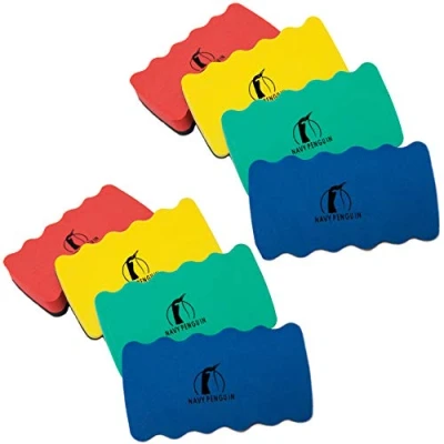 Image of Magnetic Whiteboard Eraser Set 8 Pack Dry Erase White Board Foam Cleaner Rubber for Wipe Pens Strong Magnet Sticks to All Drywipe Boards 4 x 2.3 0.8&quot;