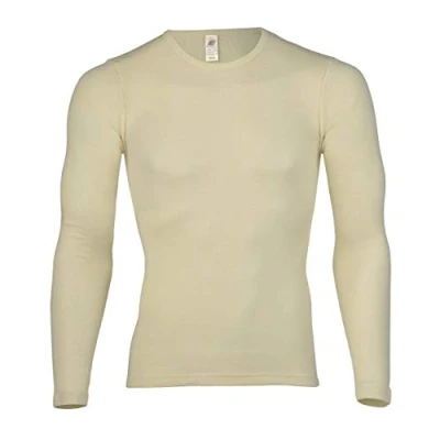 Image of Men&#039;s Vest Longsleeve, Organic Virgin Wool and Silk, Size: X Large Off White