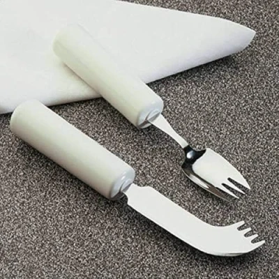 Image of HOMECRAFT Queens Cutlery, Soft Coated Teaspoon (Eligible for VAT relief in the UK) Stainless Steel Adaptive Dining Utensil Elderly, Disabled, Handicapped, Large Built Up Handle Good Grip