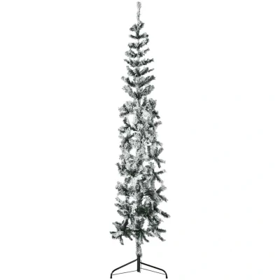 Image of vidaXL Slim Artificial Half Christmas Tree with Flocked Snow 240 cm