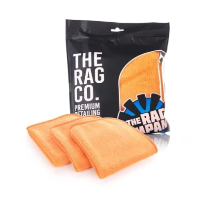 Image of The Rag Company Premium FTW Microfiber Cleaning Towels for Glass, Windows, Mirrors, Polished Surfaces Streak Free, Scratchless, 16&quot; x16, Orange, 3 Pack