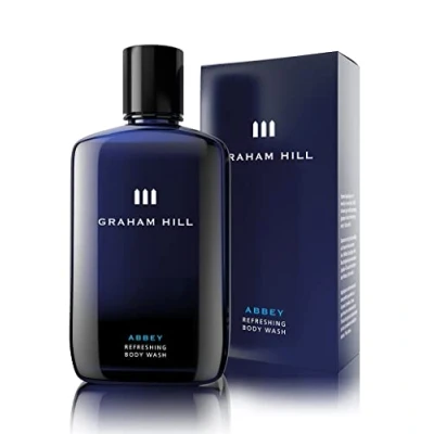 Image of GRAHAM HILL Abbey Refreshing 2 in 1 Hair &amp; Body Wash, 250 ml Moisturizing Mens Shower Gel for Everyday Care and Sensitive Skin, Woody Bergamot Scent, Wash Nurturing Shampoo
