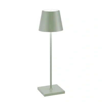 Image of Zafferano, Poldina Pro Lamp, Rechargeable Cordless Table Lamp with Touch Controls, Suitable for Interior and Outdoor, Dimmer, 2200 3000 K, Height 38 cm, Sage Green Colour