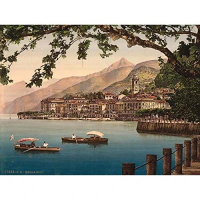 Image of Wee Blue Coo Photography Bellagio General Lake Como Italy Landscape Boats Art Print Poster Wall Decor 12X16 Inch