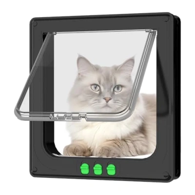 Image of Upgrade cat and dog flap, 2 ways in out Indoor outdoor pet door, Can control the direction of entry exit (Black, XL)