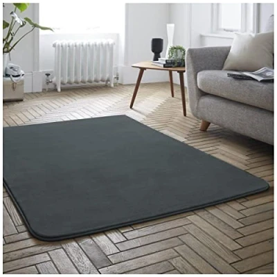 Image of GC GAVENO CAVAILIA Velvet Rugs Living Room, Soft &amp; Fluffy Carpet Mat, Washable Rug For Bedroom, Charcoal