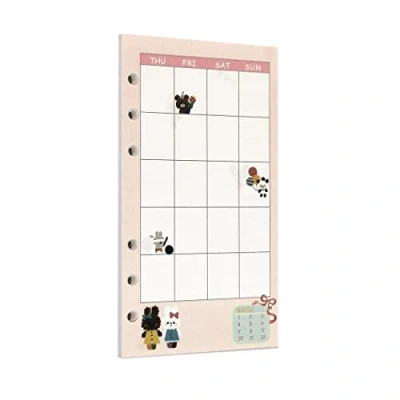 Image of Zelten 40 Sheets 80 Pages Colorful Loose Leaf Punched Paper Refills for 6 Hole Binder Personal Organizer Diary Notebook Refillable Planner (A6, Bunny Monthly Planner)
