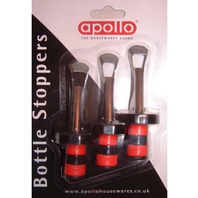 Image of APOLLO 3 PIECE BOTTLE STOP STOPPER STOPPERS EASY CLIP
